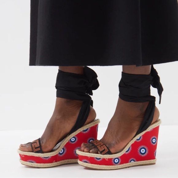 Christian Louboutin Athina Des Cyclades Evil Eye 120 Wedge Sandals BNIB 39 (9) - Picture 5 of 14